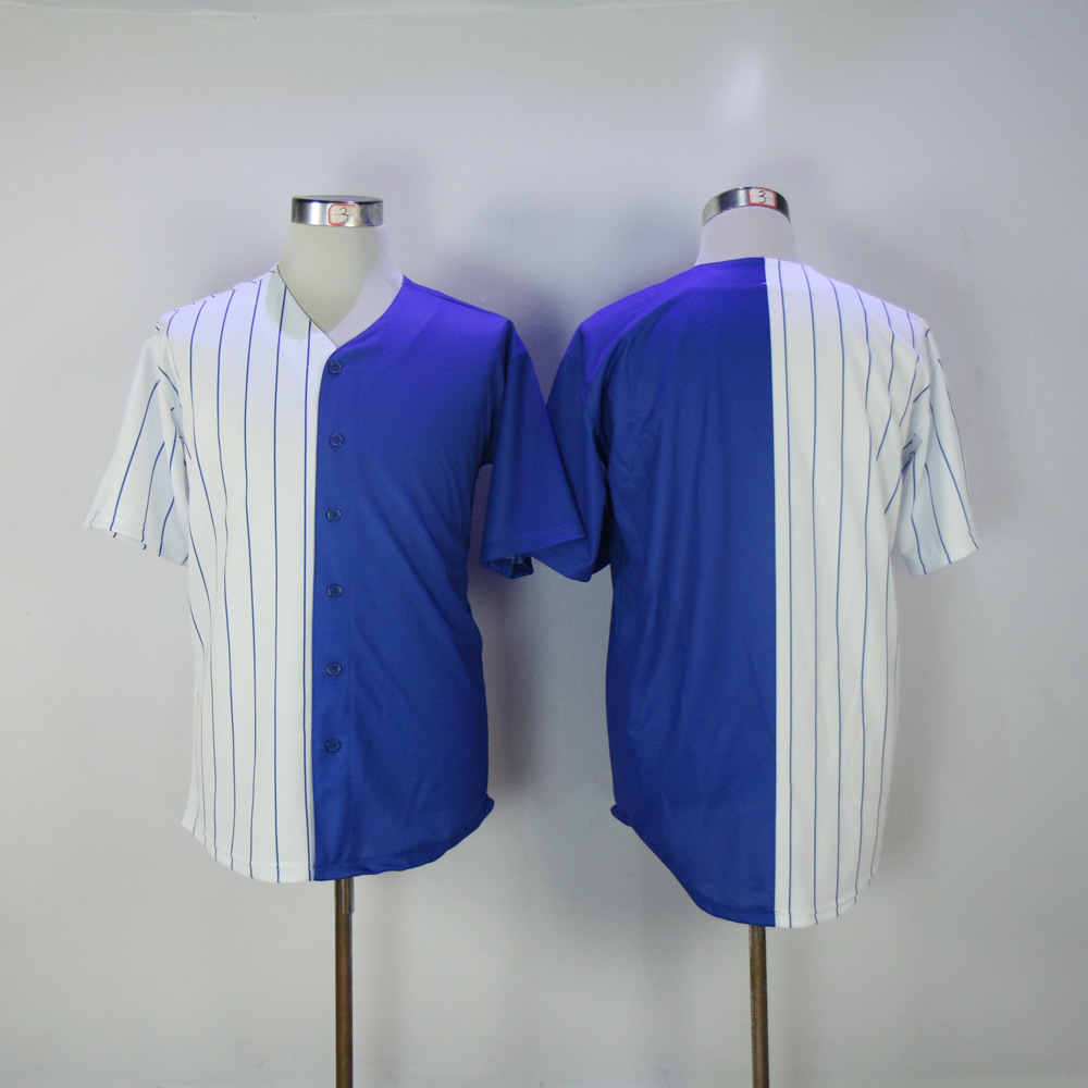 Men Chicago Cubs Blank blue white Split version MLB Jerseys->chicago cubs->MLB Jersey